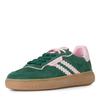 Plateausneaker TAMARIS, Damen, Gr. 41, grün (grün kombiniert), Veloursleder, Lederimitat, unifarben mit Farbeinsatz, modisch, Schuhe, Freizeitschuh, Halbschuh, Schnürschuh mit Kontrastbesatz