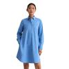 Hemdblusenkleid MARC O'POLO "aus Baumwoll-Stretch", Damen, Gr. 32, Normalgrößen, cloudless blau, Obermaterial: 98% Baumwolle, 2% Elasthan; Futter: 100% Nicht verfügbar, unifarben, relaxed fit knielang, Langarm Manschette, Kleider