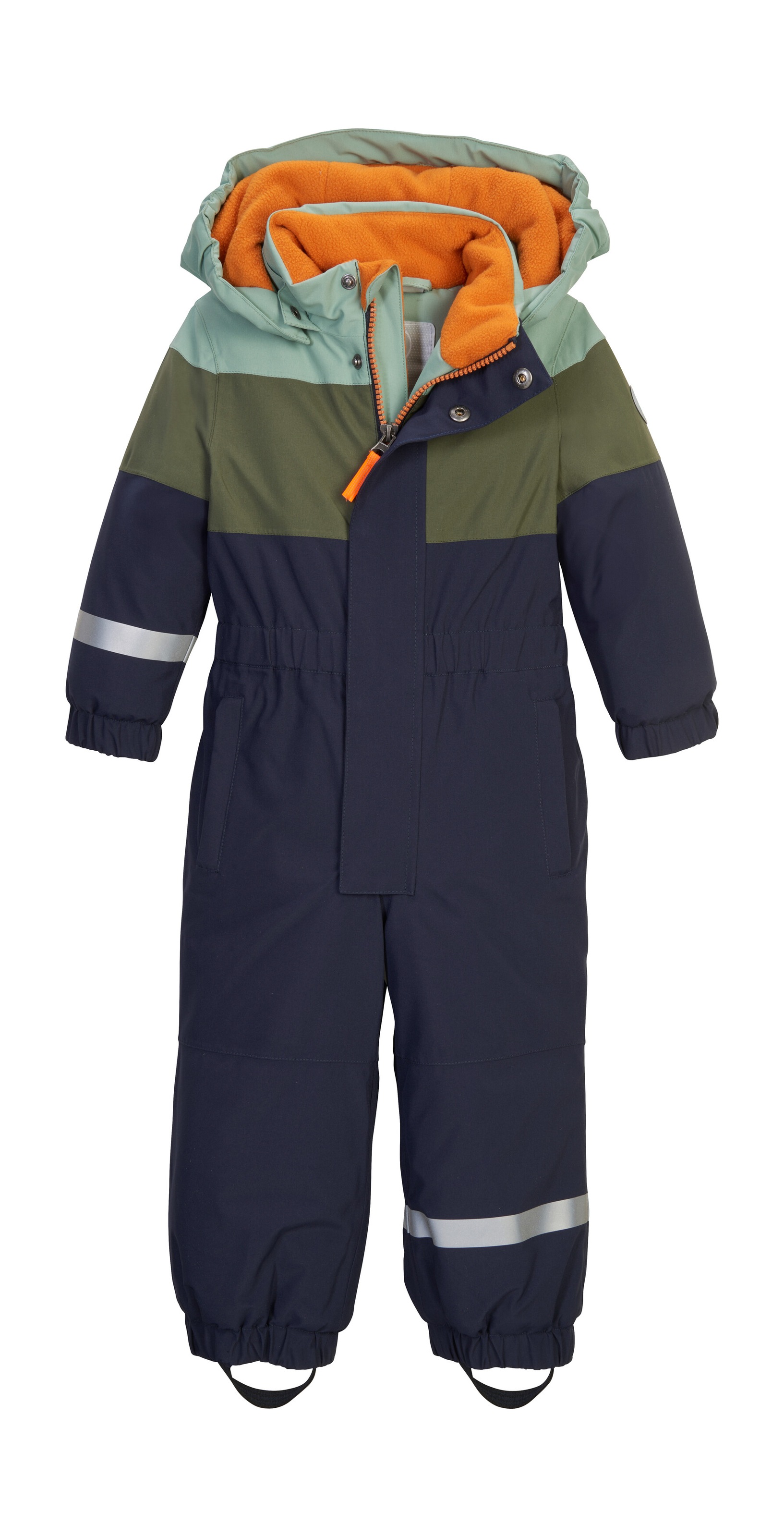 Overall "FIOW 54 MNS ONPC", Kinder, Gr. 110/116, grün, Oberstoff: 100% Polyester, Futter: 100% Polyester, Füllung: 100% Polyester, FIRST INSTINCT BY KILLTEC, sportlich, Overalls, Wind- und wasserdichter Schneeoverall mit Fleece u. Colourblock Design Image