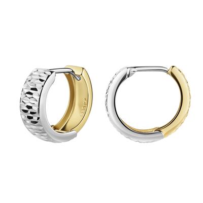 Paar Creolen "585/- Gelbgold bicolor diamantiert", bunt (mehrfarbig), FASCINATION BY ELLEN K., Ohrringe, Damen, ONE-SIZE, Gold Image