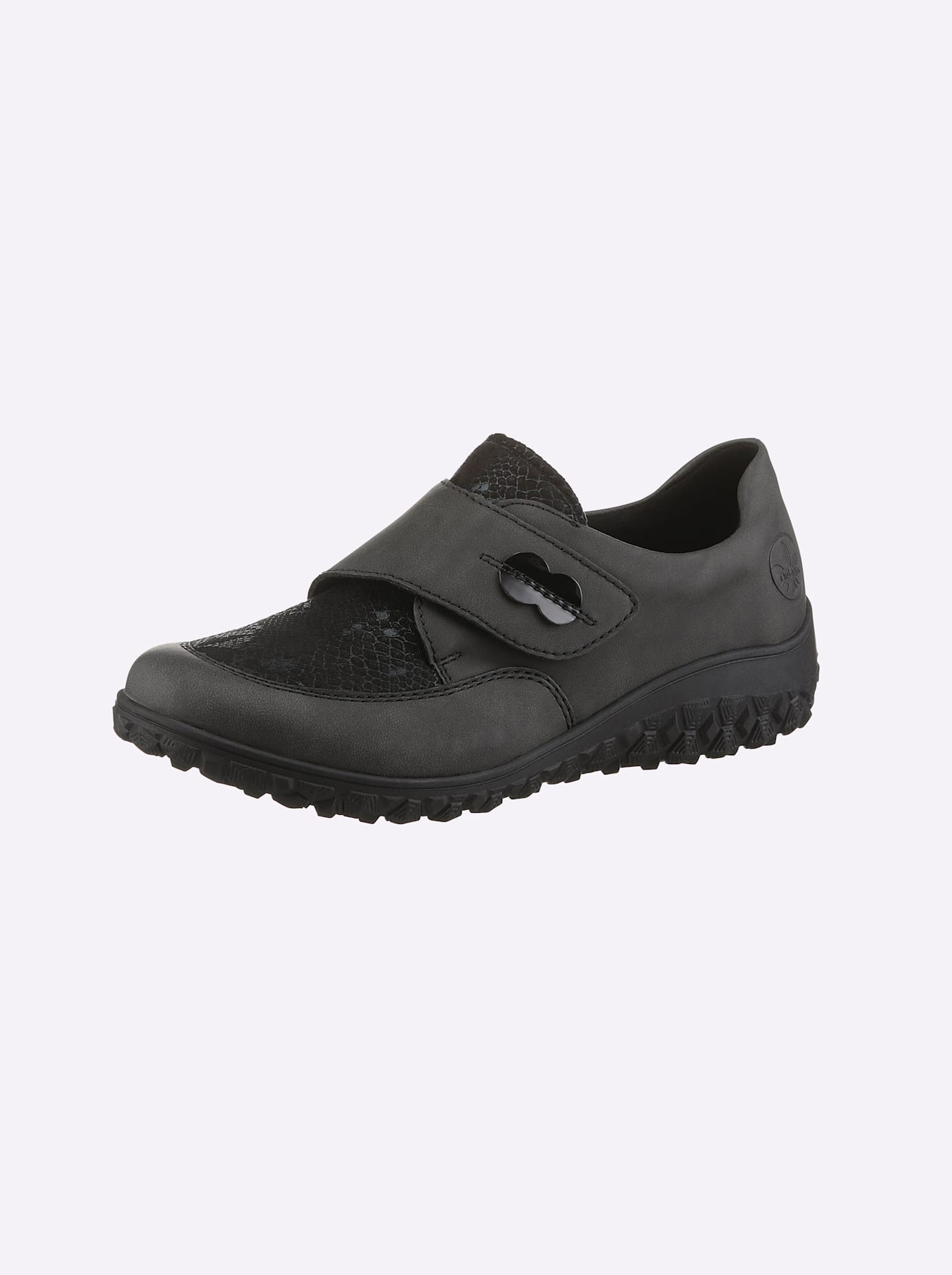Slipper RIEKER, Damen, Gr. 38, grau, Lederimitat, Schuhe