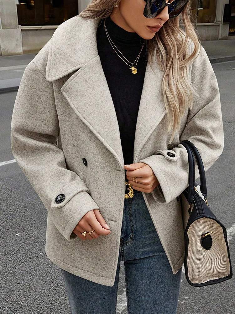 Manteaux en laine solides élégants pour femme automne hiver veste à grand col femme vêtements femme manteau tenues nouveau dans les vêtements d