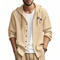 Per uomo Camicia Camicia di lino Camicia casual Camicia con Bottoni Camicia di cotone Albero di Cocco Vacanza Camicia hawaiana Nero Bianco Azzurro cielo Cachi Manica Lunga Con Cappuccio Primavera
