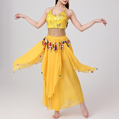 Danza del Ventre Gonne Nappa Colore puro Giunzione Per donna Performance Allenamento Senza Maniche Alto Poliestere