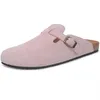 Eyriphy Sommer-Leder-Pantoletten, Kartoffel-Schuhe mit Fußgewölbeunterstützung, Kork-Clogs, Pantoletten für Damen, modischer Komfort, Damen-Hausschuhe, Pantoletten