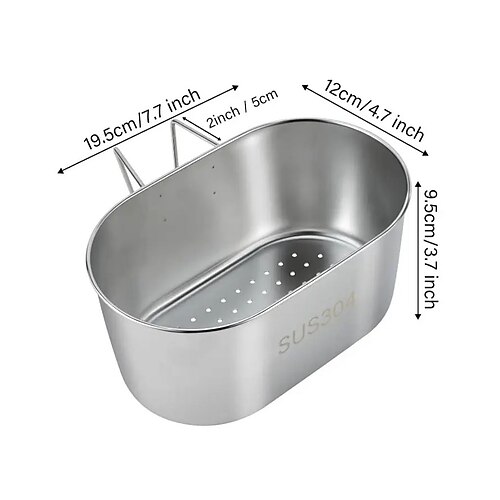 cestello di scarico del lavello in acciaio inox, filtro di scarico della cucina con design a rete perforata, scolapiatti ovale multifunzionale per impieghi gravosi, per filtrare gli scarti alimentari