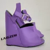 BERZIMER Frauen Pumpen Plattform 15-17 CM Keile Steile Heels Sandalen Sommer Handgemachte Damen Weibliche Schuhe Frau Große Größe 38 44 47
