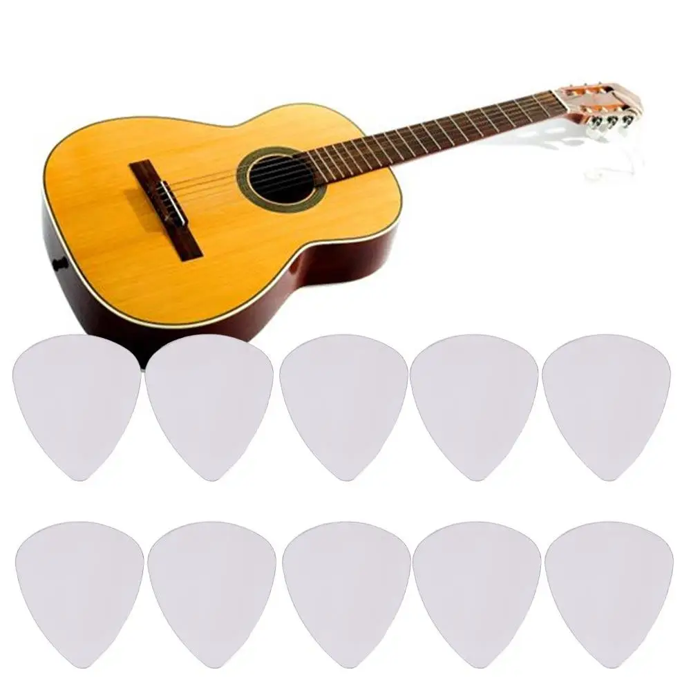 10PCS 0.3mm Stainless Steel Guitar Picks Mediator Gestures Metal Guitar Plectrum Triangle Adhesive Finger Shrapnel