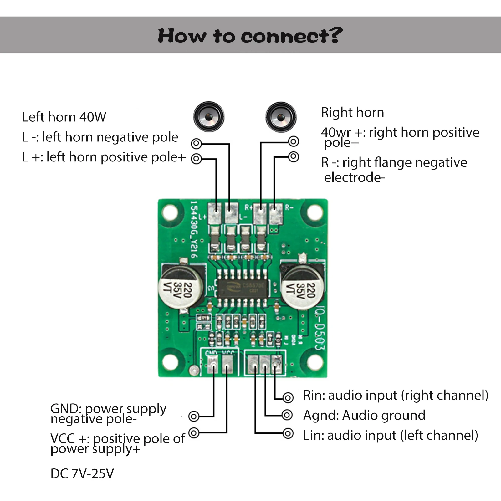 2*40W Mini Digital Power Amplifier Board for Stereo Audio Amplifier Module 12V Power Amplifier Board for Car Audio System