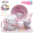 Hello Kitty My melody Kuromi Pochacco Pompompurin Carino Stoviglie periferiche Studente Casa Dormitorio Set di ciotole e cucchiai resistenti alle cadute