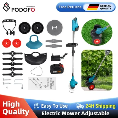 Podofo Brushless Lawn Mower Multifunctional Cordless Electric Lawn Mower 3blades Home Weeder for Garden Greening Without Battery