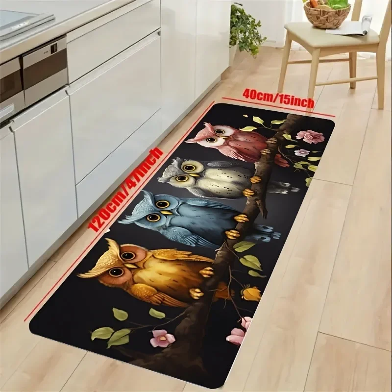 1PC Cute Owls pattern Kitchen Rugs Non-Slip Door Mats Pop design Living room Rugs Bath Mat Carpet for Home Sink Laundry Decor