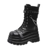 Herbst Luxus Winter Plattform Frauen Stiefeletten Gothic Stil coole Frauen Kampfs tiefel brandneue Straße Frauen Schuhs tiefel große Größe 42