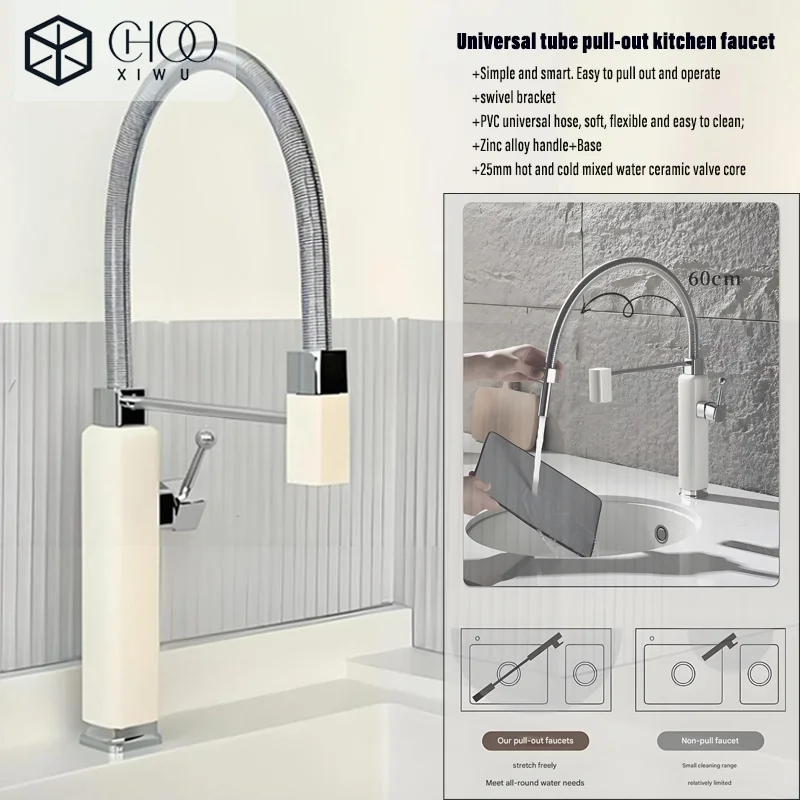 High end Spring Kitchen Faucet Luxury Faucet Milky white for Kitchen Sink 360 ° Swivel Faucet Kitchen Accessories Sink Faucet