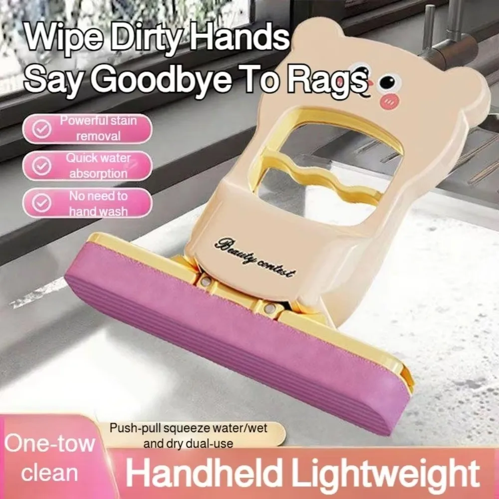 Cartoon Klapp Hände-freies Baumwolle Mopp Mini Desktop Faul Kleine Mopp Saugfähigen Schwamm Mopp Kaffee Tisch Reinigung Tisch Wischen werkzeug Image