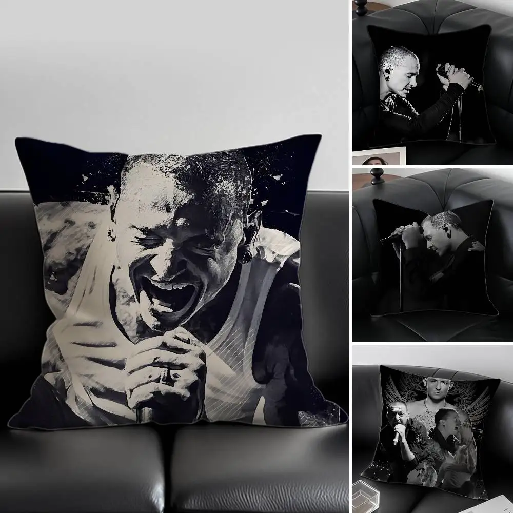Singer C-Chester B-Bennington Kissenbezug, hautfreundlicher und bequemer Stoff-Kissenbezug, unsichtbarer Lilky-Reißverschluss Image