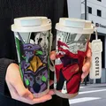 Neon Genesis Evangelion anime cartone animato periferico tazza thermos di grande valore in acciaio inossidabile di grande capacità con doppia bocca per bevande