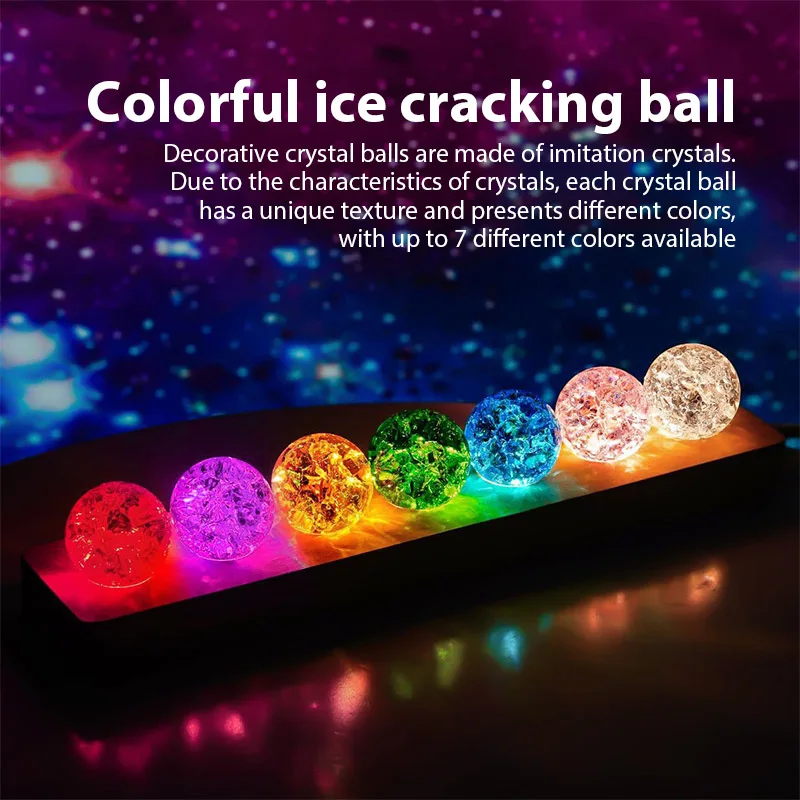 Bunte Eis Rissige Kugel Leuchtende Kristall Ball Hause Dekoration USB Schlafzimmer Fantasie Nachtlicht Kugeln Desktop Decor Weihnachten Geschenk