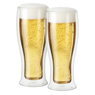8 oz. Double Wall Beer Glasses, Set of 2 by BrylaneHome in Clear