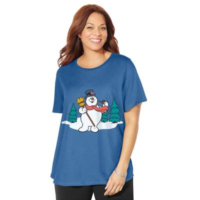 Plus Size Women's Disney Frosty Xmas Tee by Disney in Dark Blue Frosty (Size S)