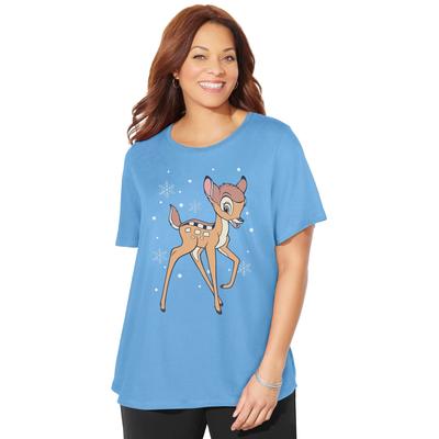 Plus Size Women's Disney Bambi Xmas Tee by Disney in Blue Santa Bambi (Size 3X)