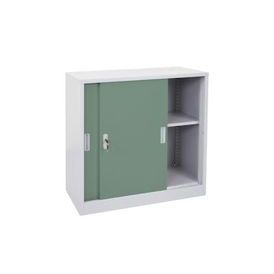 PROREGAL Aktenschrank, klein | HxBxT 90x90x45cm | mit abschließbaren Schiebetüren | Grün| Stahlschrank Büroschrank Image