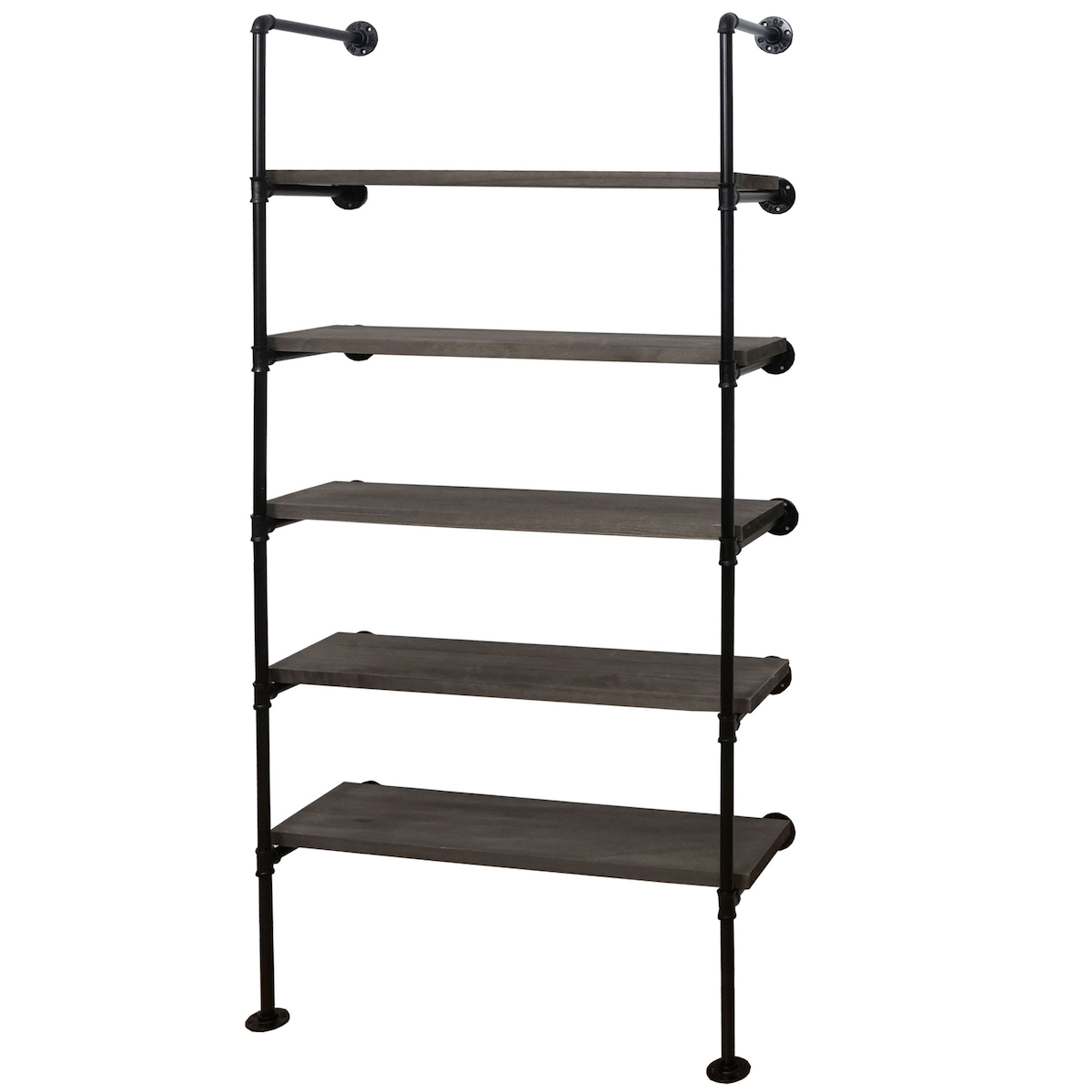 BERLINLODGE Standregal | HxBxT 165x80x28cm | Industriedesign Holz Metall | Grau-braun | Wohnregal Bücherregal Ablageregal Image