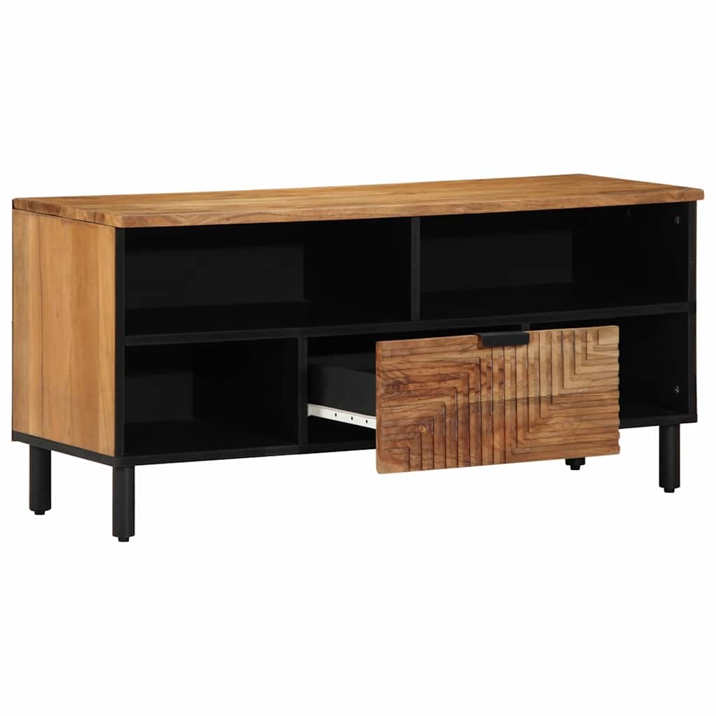 vidaXL TV-Schrank mit Regal Braun 100 x 33.5 x 46 cm Massivholz Akazie Image