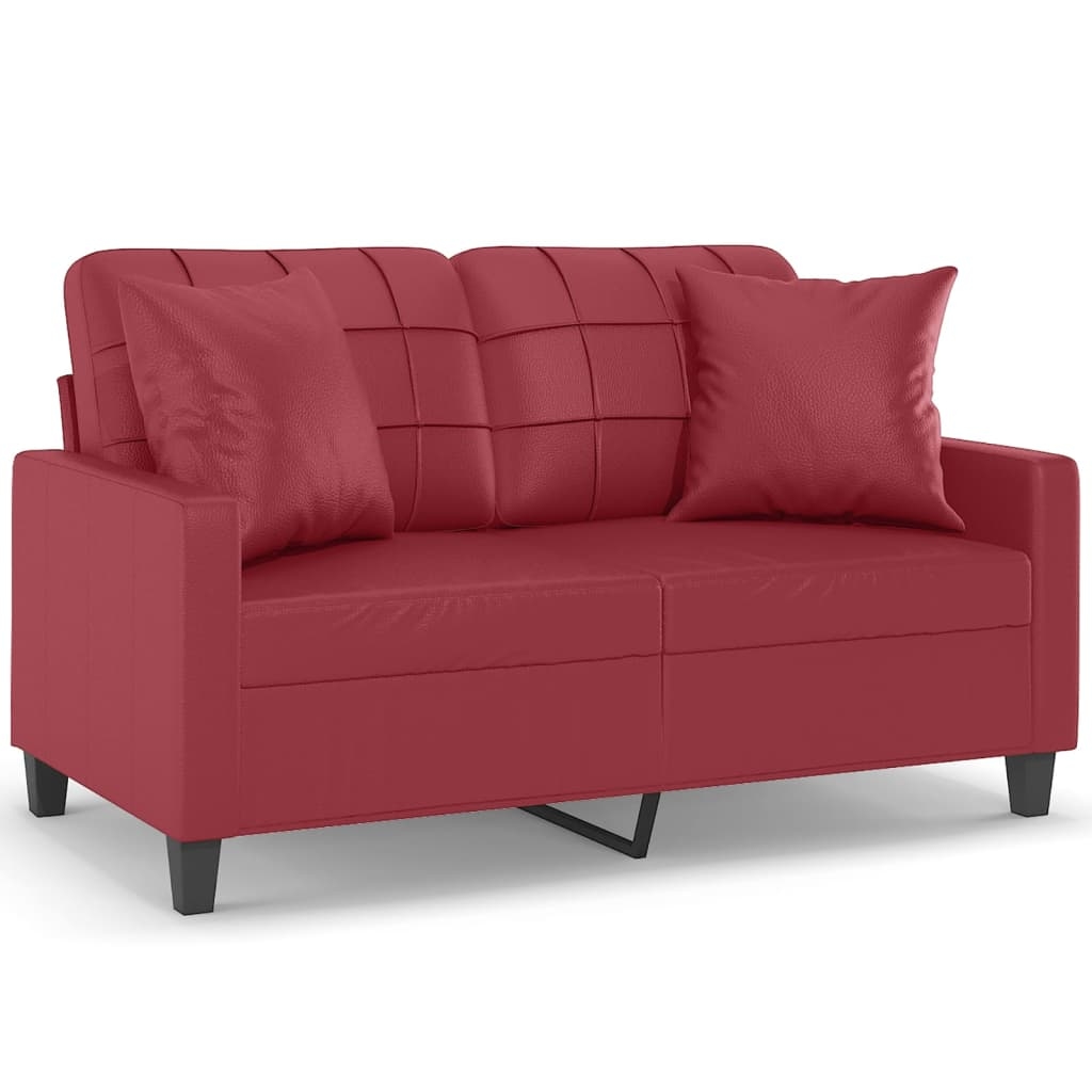 vidaXL 2-Sitzer-Sofa mit Zierkissen Weinrot 120 cm Kunstleder Image