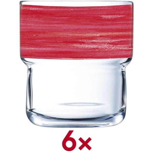 Arcoroc Glas Brush Stapelglas 220 ml 220 ml 6 Stück Rot, 7 cm Image