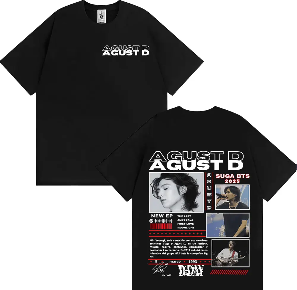 Cantante Agust D Album musicale Tour 2025 Magliette grafiche Uomo Donna Kpop Moda Vintage Pop Music T-shirt T-shirt casual oversize