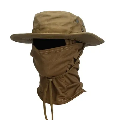 Camo Wide Brim Boonie Bucket Hat With Balaclava Face Mask UV Protection Sun Hat Fishing Bucket Hat For Hunting Hiking