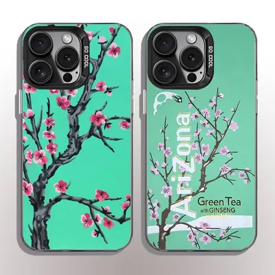 Vaporwave AriZona Iced Tea Ästhetische Handyhülle Handyhülle für iPhone 11-16 Pro Max Bunte rutschfeste Anti-Fingerabdruck-Beschichtung