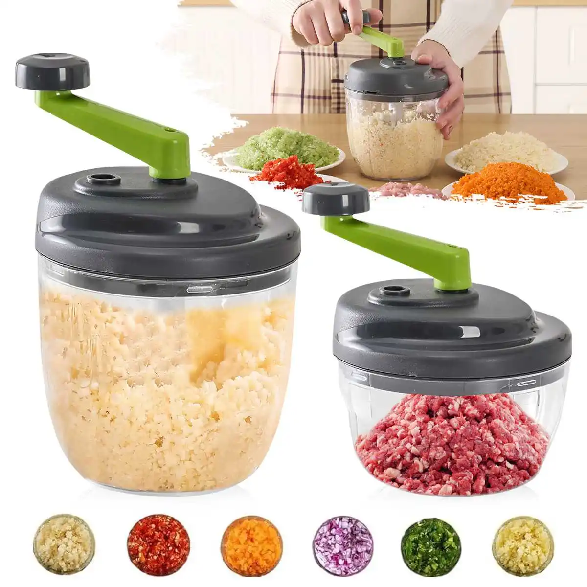 1Pcs 520ml/900ml Handkurbel Knoblauch Pulverisierer Manuelle Knoblauch Stampfer Fleischwolf Lebensmittel Gemüse Chopper küche Gadgets