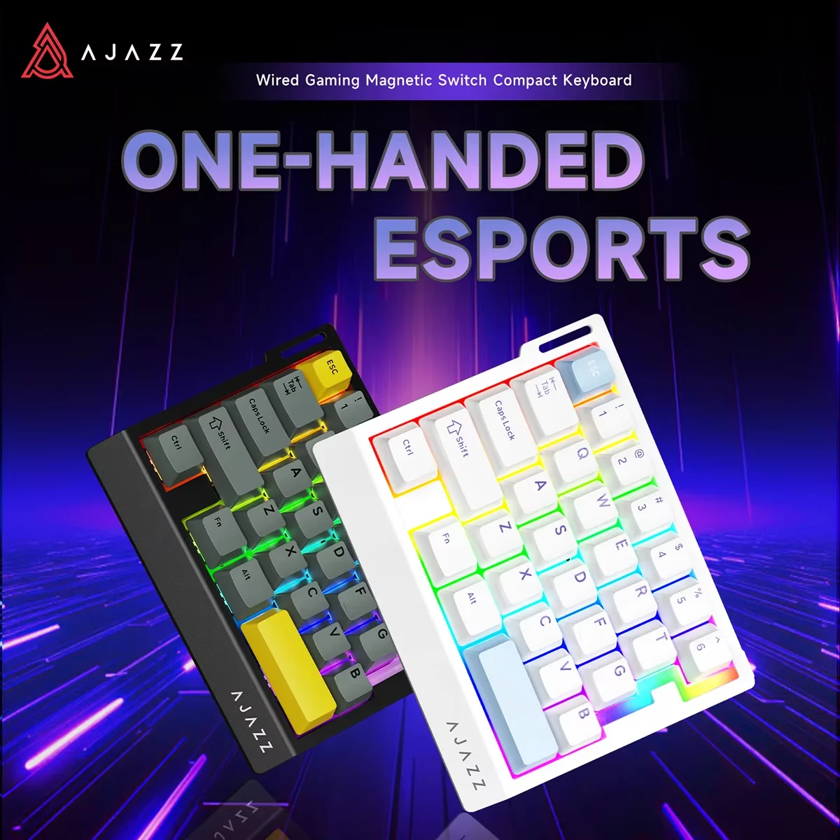 AJAZZ AK029 Tastiera da gioco cablata con una sola mano HE Interruttore magnetico 29 tasti RGB 8000Hz Mini tastiera meccanica per PC e-sport