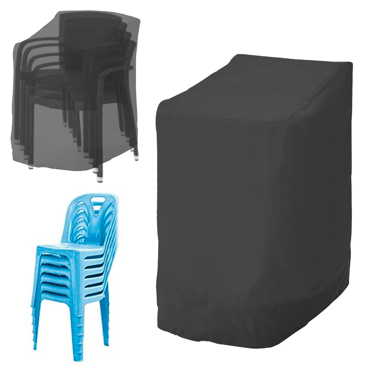 Staubschutz für gestapelte Stuhl, für den Außenbereich, Gartenmöbel, Tisch, Sofa, Stuhlbezug, wasserdicht, schützende Aufbewahrung, Terrasse, hohe Qualität Image