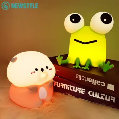Cute Frog Night Light For Kids Silicone Nursery Night Light Dimmable LED Squishy Sleeping Lamp Rechargeable Bedside Touch Lamp