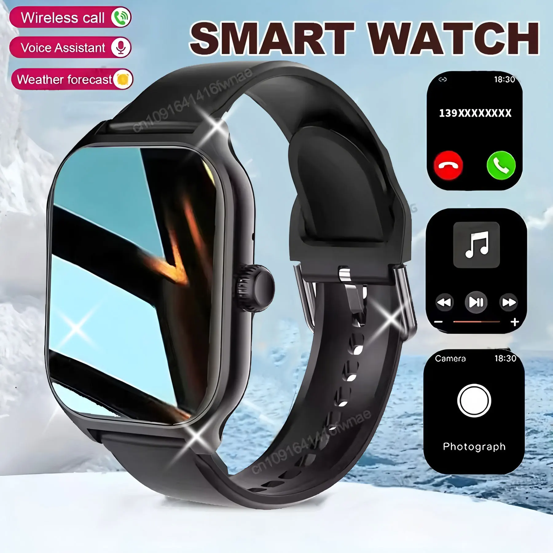 Frauen Männer SmartWatch Anruf Diy Uhr Gesicht Herzfrequenz Musik Steuerung Smart Uhr Armband Sport Wasserdicht Image