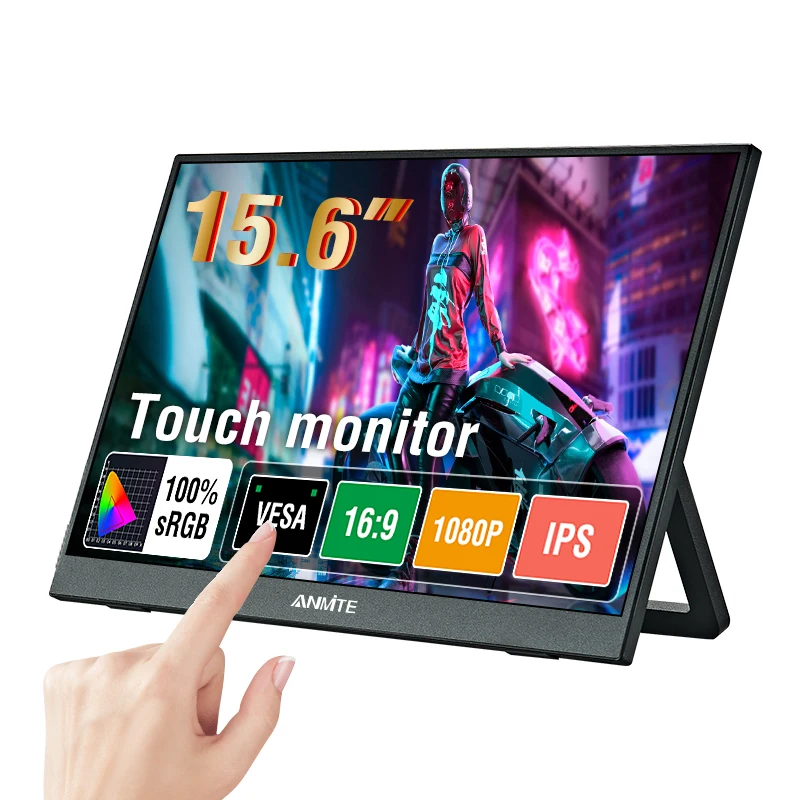 15,6-Zoll tragbarer Touch-Monitor 1080P HDR 16:9 Low Blue Light für XBox PS4 / 5 Switch Handy PC Laptop-Erweiterung Image