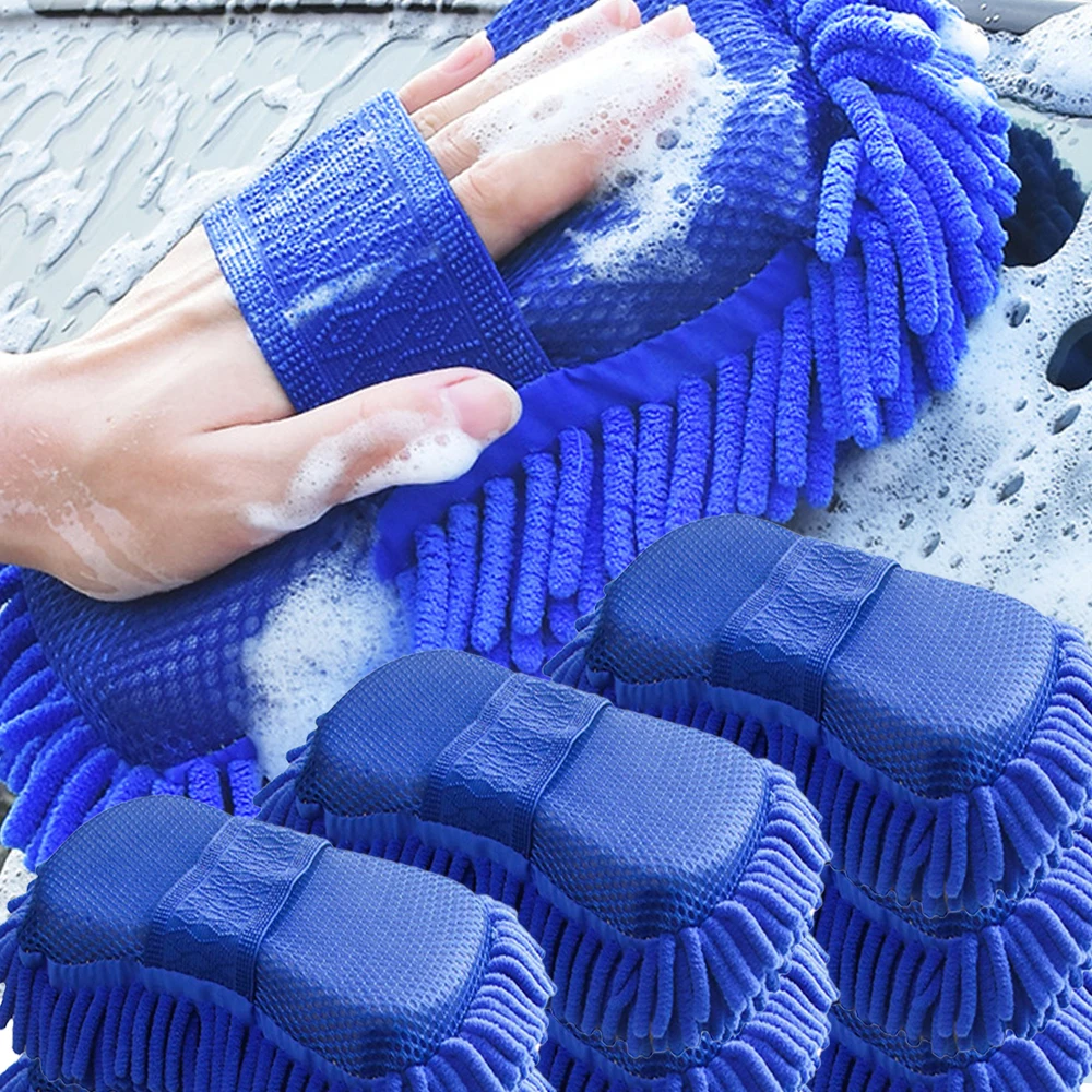 5/1 stücke Auto Reinigung Pinsel Reiniger Werkzeuge Mikrofaser Auto Waschmaschine Schwamm Reinigung Waschen Handtuch Auto Handschuhe Auto Waschen Zubehör Image