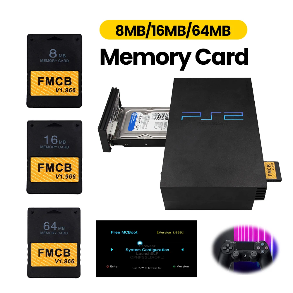 Speicherkarte Free Game Data Stick Modul McBoot v1.966 8 MB/16 MB/32 MB/64 MB für Sony PS2 Playstation FMCB Game Saver Image