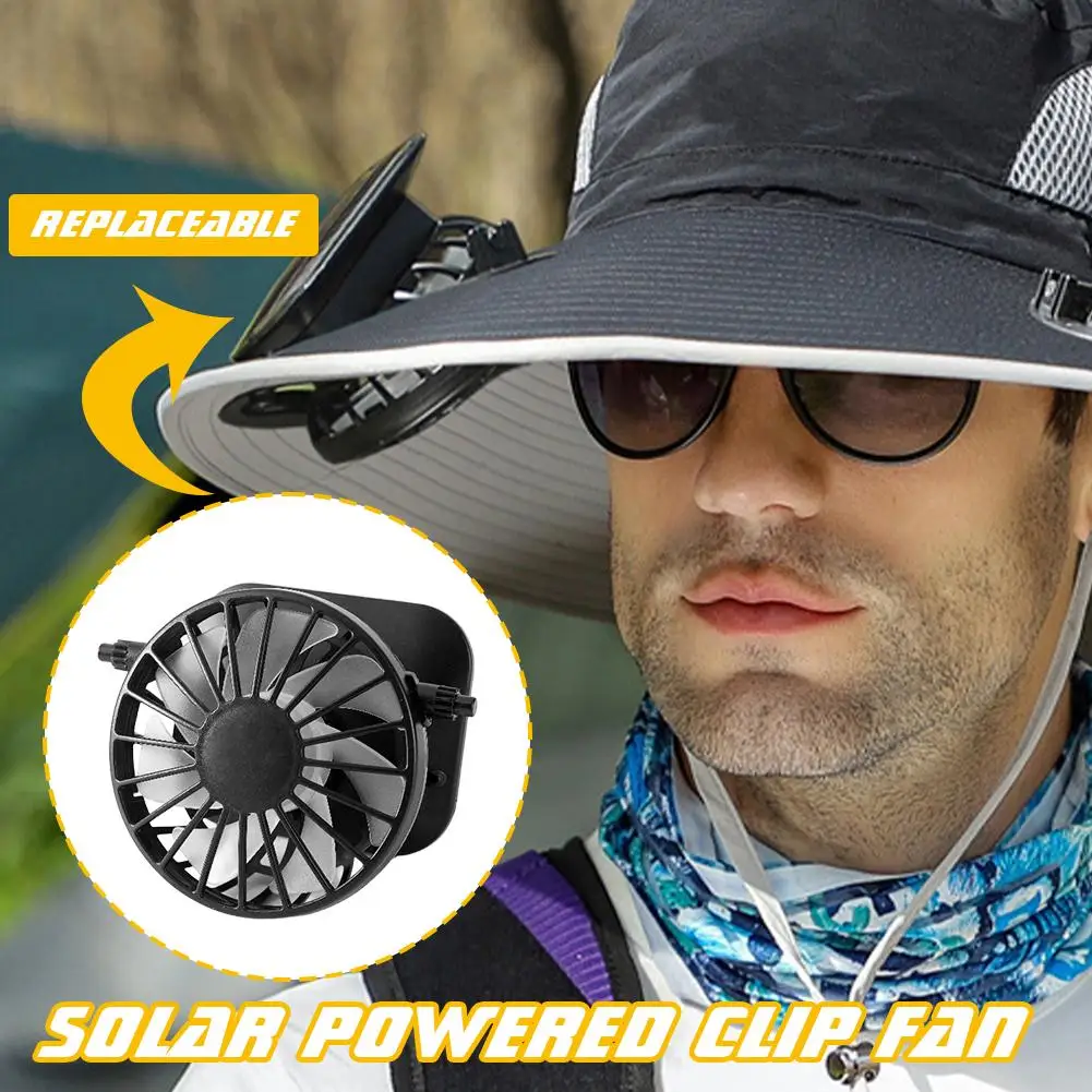 1/2 Stück abnehmbarer Solar-Ladeventilator für den Außenbereich, Sonnenhut mit 2 Ventilatoren, große Krempe, Sonnenhüte für Männer und Frauen, Wandern, Camping, Visier, Eimerhut Image