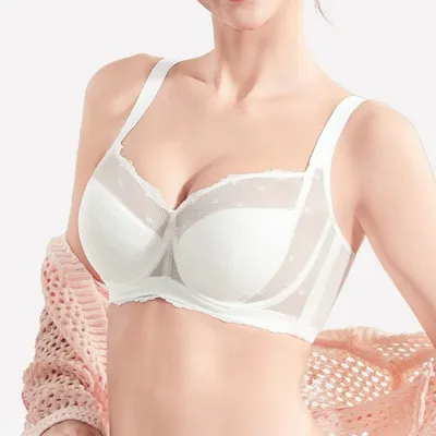 Lace Minimizer Bra for Women Full Cup Mesh Underwire Female Large Size Lingerie Large Size Bras B-F Cup Non-padded Bra