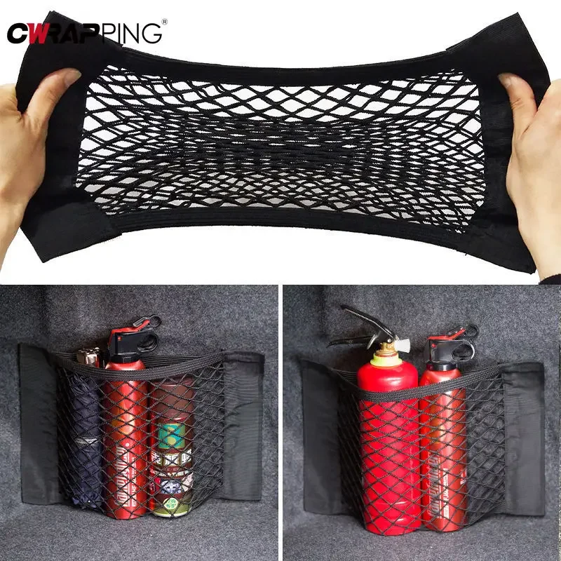 Rücksitz Organizer Auto Net Lagerung Tasche Hinten Mesh Einstellbare Elastische Riemen Anti-slip Fahrzeug für SUV Limousine Auto innen Werkzeuge Image