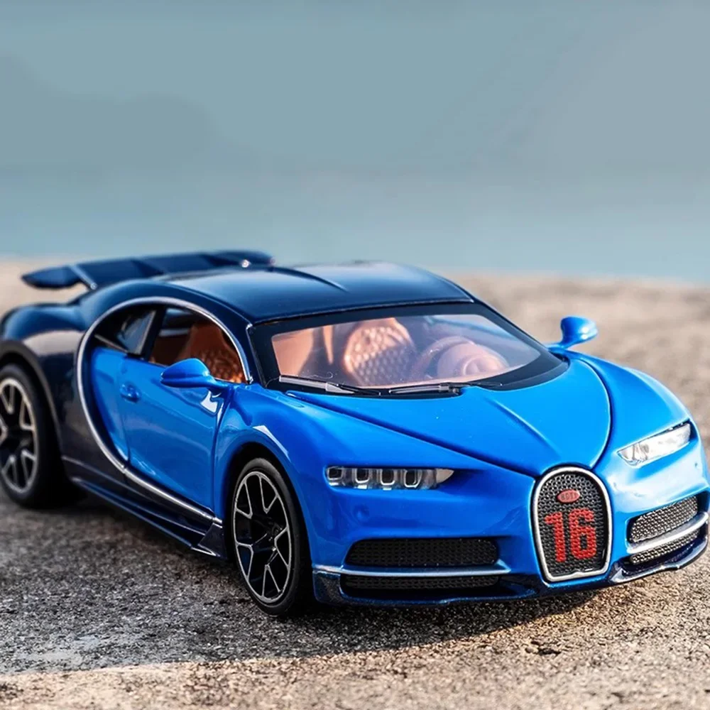 1:32 Chiron Sportwagen Modell Spielzeug Legierung Diecast Supercar Zurückziehen Türen Geöffnet Sound Licht Rennfahrzeug Modelle für Kinder Geschenke Image