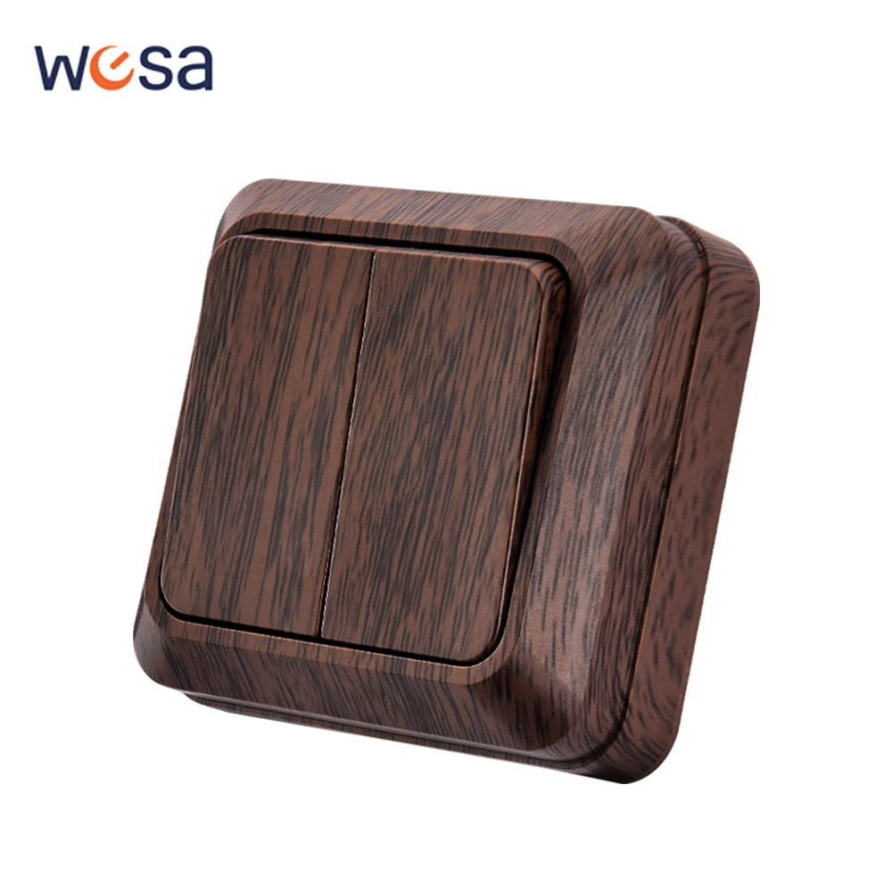 Holz Ein/Aus EU Standard Taste Lichtschalter Spray Kunststoff 2 Gang 1 Weg Flammhemmende Wandoberfläche Klassische Oberfläche Schalter Weg Image