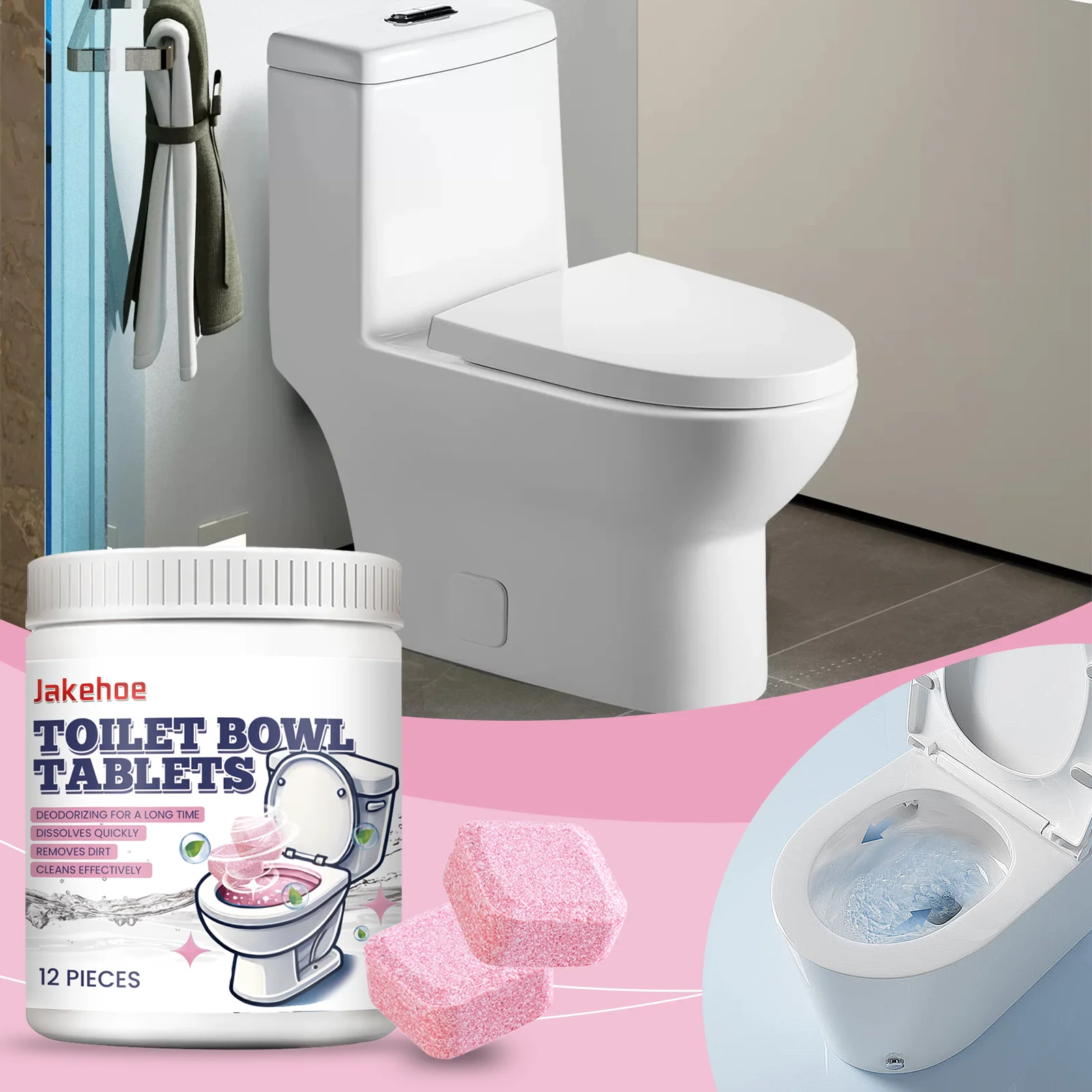 Toiletten-Brausetabletten, automatische Spülung, Deodorant, Toilettenschüssel-Reiniger, Entferner, gelber Urin, Schmultank, Entkalkung Image