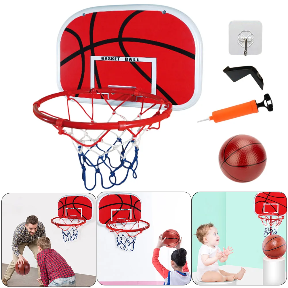 Mini-Basketballkorb mit Ball und Pumpe zum Aufhängen, tragbarer Basketballkorb, Basketballkorb-Set, für drinnen und draußen, zum Spielen für Kinder Image