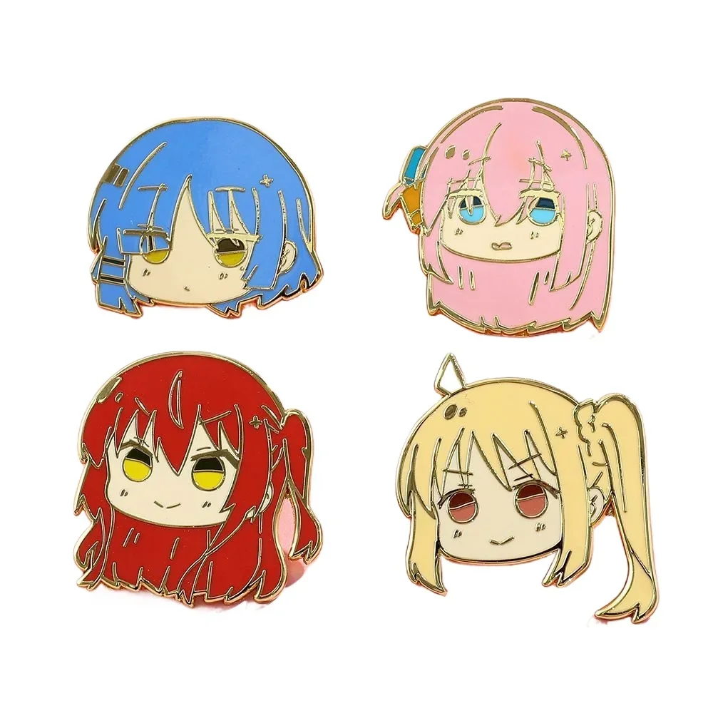 Cartoon Bocchi The Rock! Gotoh Hitori Metal Alloy Badge Cute Ijichi Nijika Kita Pin Broche Anime Collectibles Cos Baji Bag Decor