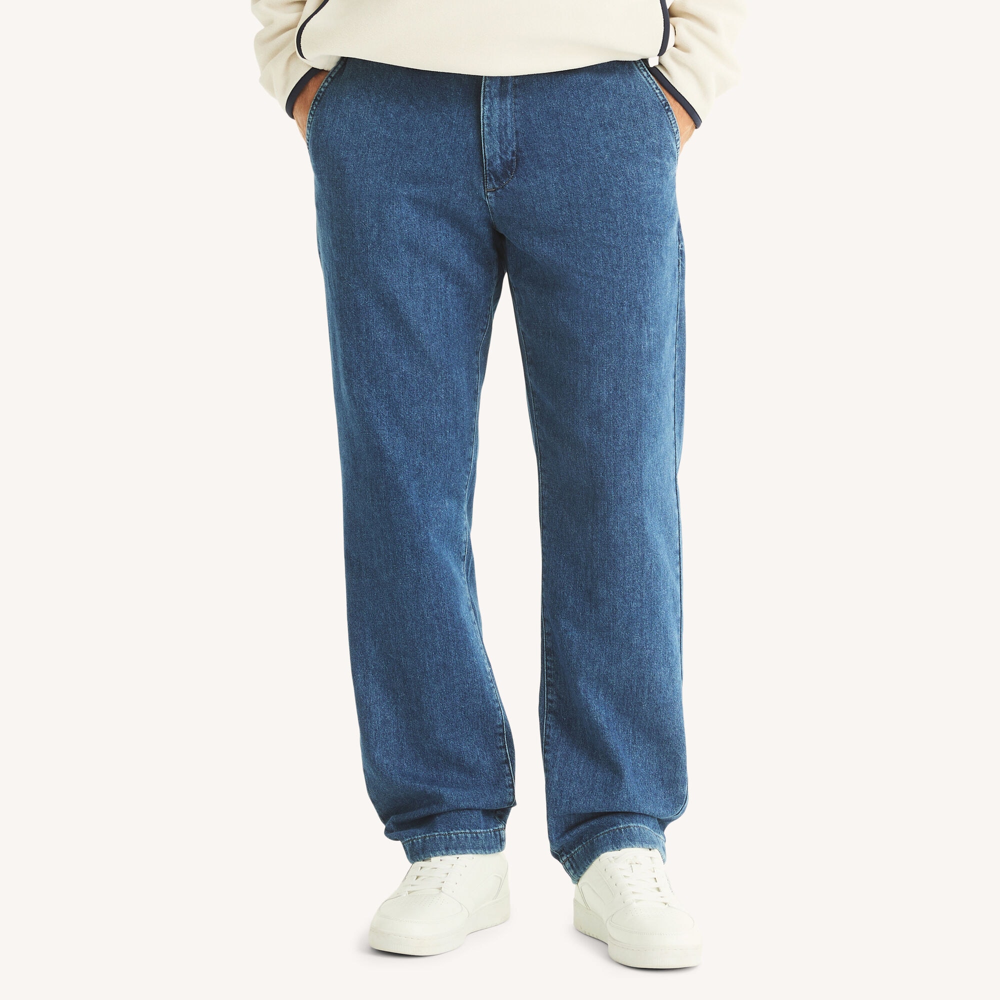 Nautica Men's Flat-Front Denim Deck Pant 101 (Bright White), 32x30